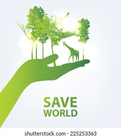 Go green concept. Save world vector Illustration