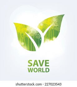 Go green concept. Save world vector Illustration.