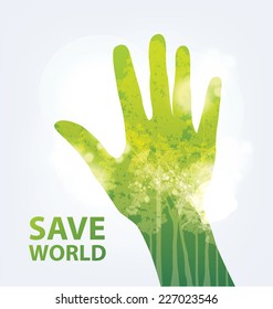 Go green concept. Save world vector Illustration.