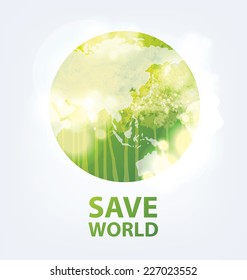 Go green concept. Save world vector Illustration.