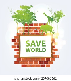 Go green concept. Save world vector Illustration.