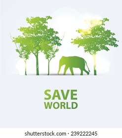Go green concept. Save world vector Illustration.