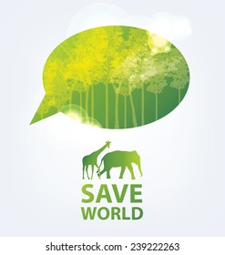 Go green concept. Save world vector Illustration.