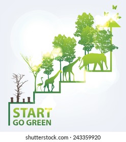 Go green concept. Save world vector Illustration.