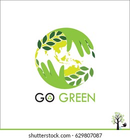 Go green concept. Save world vector illustration.
