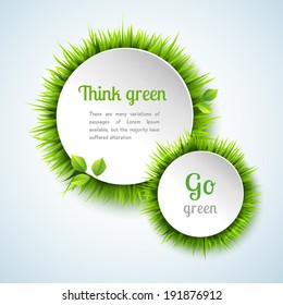 Go Green Concept With Summer Grass Circle Decoration Frame Design Vector Illustration