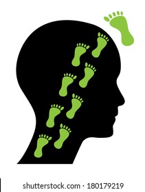 Go green concept vector illustration with black head.