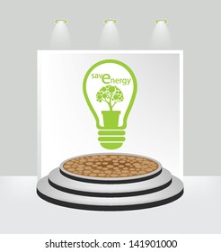 Go green. Creative. Save energy. White backdrop. vector illustration.