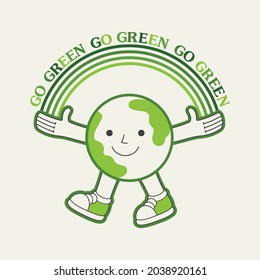 Vamos diseño verde lindo. Ilustración vectorial.