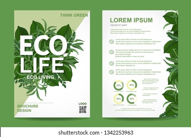 Go green day. ECO friendly Ecology concept. realistic tree leaves and simple green design Vector illustration.