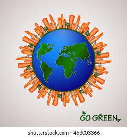Go green design template. Environment vector illustration. Eco friendly concept. Green city