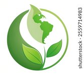 Go green earth. Leaf and earth ecology vector mark. vector illustration isolated with white background.