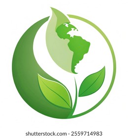 Go green earth. Leaf and earth ecology vector mark. vector illustration isolated with white background.