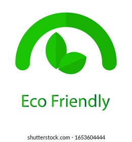 Go Green Eco Friendly Logo with two leaves and curved line on top of it..