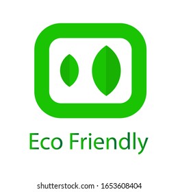 Go Green Eco Friendly Logo with two leaves and square line surrounding it.