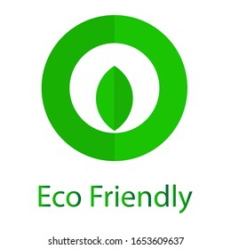Go Green Eco Friendly Logo with one leaf and rounded line surrounding it.