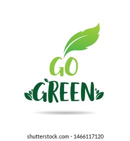 Go green Eco icon with leaves. Vector illustration