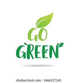 Go green Eco icon with leaves. Vector illustration