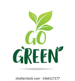 Go green Eco icon with leaves. Vector illustration