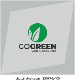 Go green Eco logo with leaves. Vector illustration - Vector