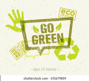 Go Green Eco Organic Vector Design Elements And Stamps On Paper Background