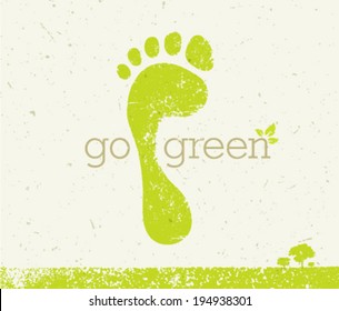 Go Green Eco Poster. Vector Creative Organic Illustration On Paper Background.