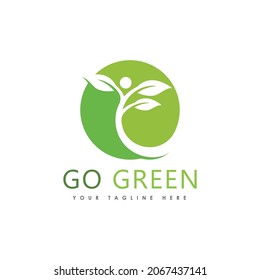 Go Green Eco Tree Leaf Logo Template design