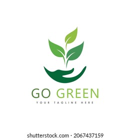 Go Green Eco Tree Leaf Logo Template design