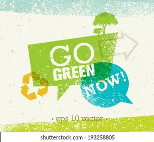 Go Green Eco Tree Organic Vector Composition On Paper Background