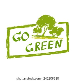 Go Green Eco Tree Organic Vector Composition