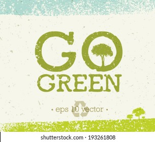 Go green eco tree recycling concept on organic paper background.