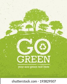 Go Green Eco Tree Recycling Concept On Organic Paper Background