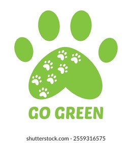 Go Green. Green eco-friendly animal footprints. Eco green footprints. The concept of going green.