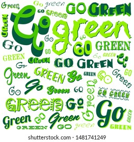 Go Green Ecology concept vector pattern illustration.