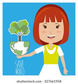 Go green and ecology design, vector illustration graphic
