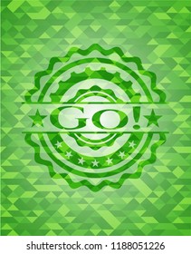 Go! green emblem with triangle mosaic background