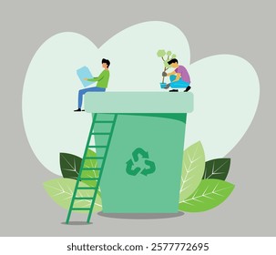 Go Green Flat Design Illustration