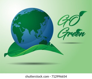 go green globe on a leaf