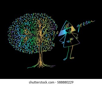 Go green hand drawing illustration