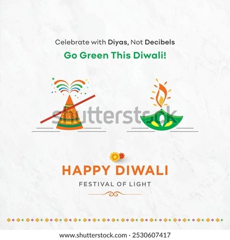 Go Green. Happy Diwali. Creative Social Media Post. Eco Friendly, Green, nature, Noise Free, Pollution Free