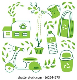 go green icon in doodle style