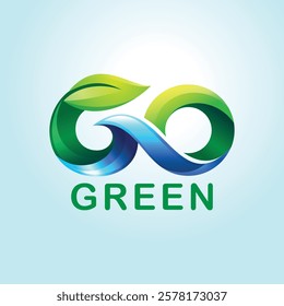 Go green icon - eco-friendly motivation slogan decoration. Template for logo, flyer, poster, sticker, or presentation design. Vector illustration.