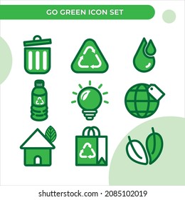 Go green icon set, eco-friendly illustration concept