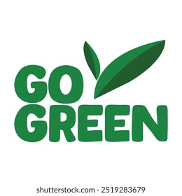 go green icon vector illustration.
Go Green icon with eco-friendly slogan - green pin with plant leaf and message inside