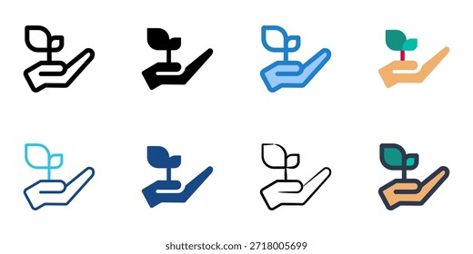 Go green icons set multiple style collection. Editable stroke 
