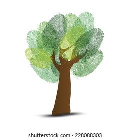 Go Green identity tree finger prints illustration.