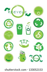 Go Green, An Illustration Collection of Different Ecology Icon and Recycle Concept Icon for Save The Earth Concept