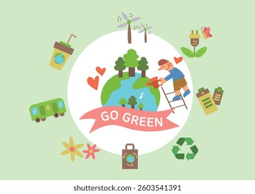 go green Images, Korean Translation : go green and recycle system