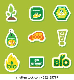 go green label icons set