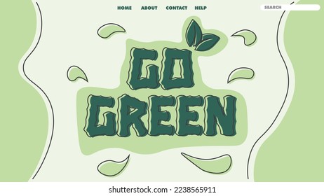 Go green landing page, go green banner design template, go green design element.
